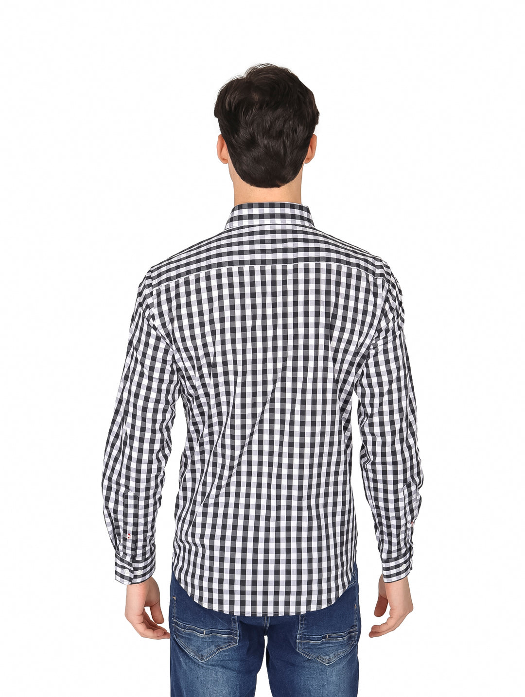 Camisa Vertical Eagle a Cuadros Negro y Blanco para Hombre