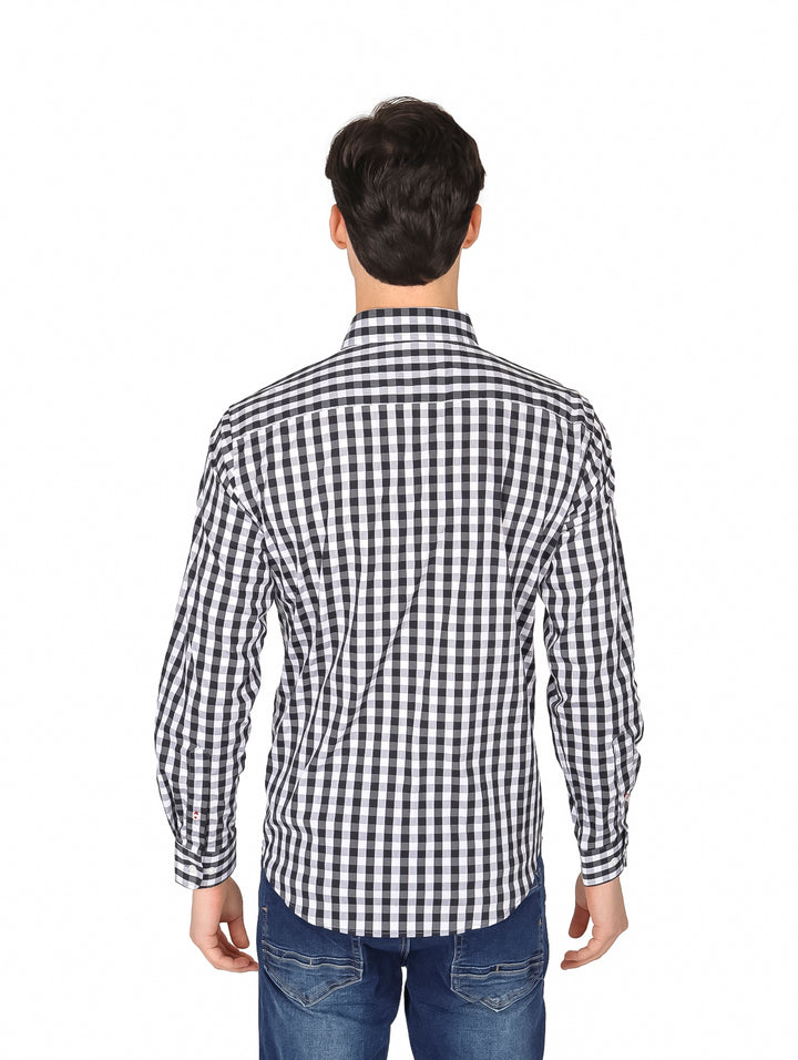 Camisa Vertical Eagle a Cuadros Negro y Blanco para Hombre