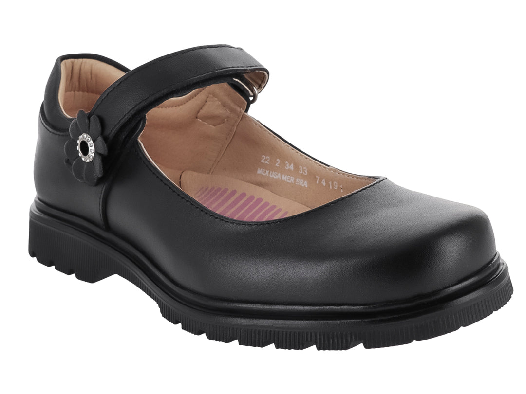 Zapatos YUYIN Negros con Flor para Niña