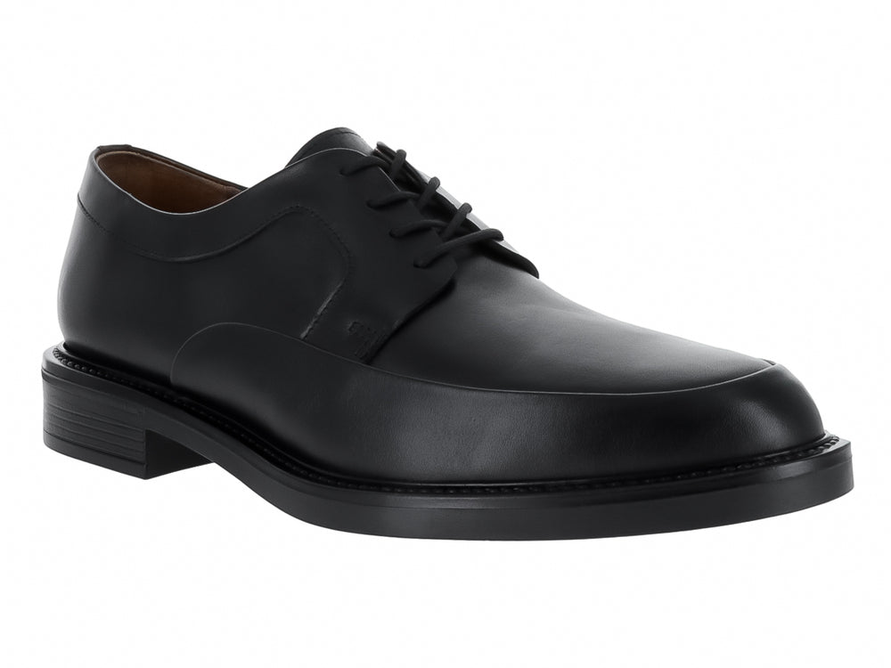 Zapato formal de cuero negro con agujetas y suela plana para Hombre.