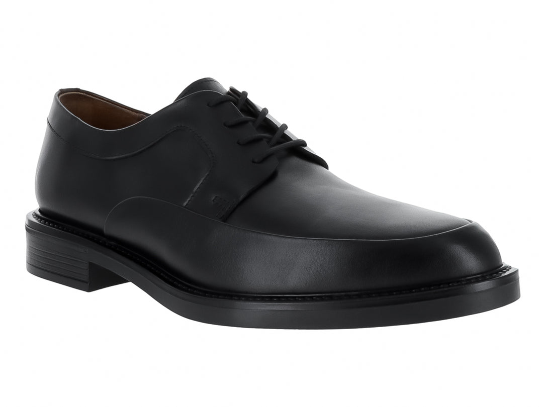 Zapato formal de cuero negro con agujetas y suela plana para Hombre.