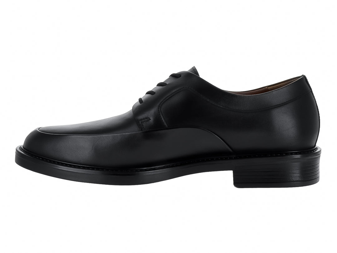 Zapato formal de cuero negro con agujetas y suela plana para Hombre.