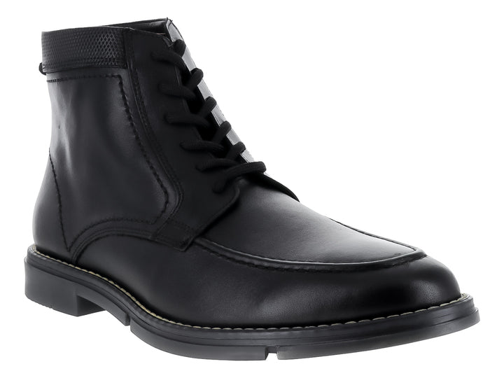 Bota de cuero color negro con agujetas y suela negra para Hombre.
