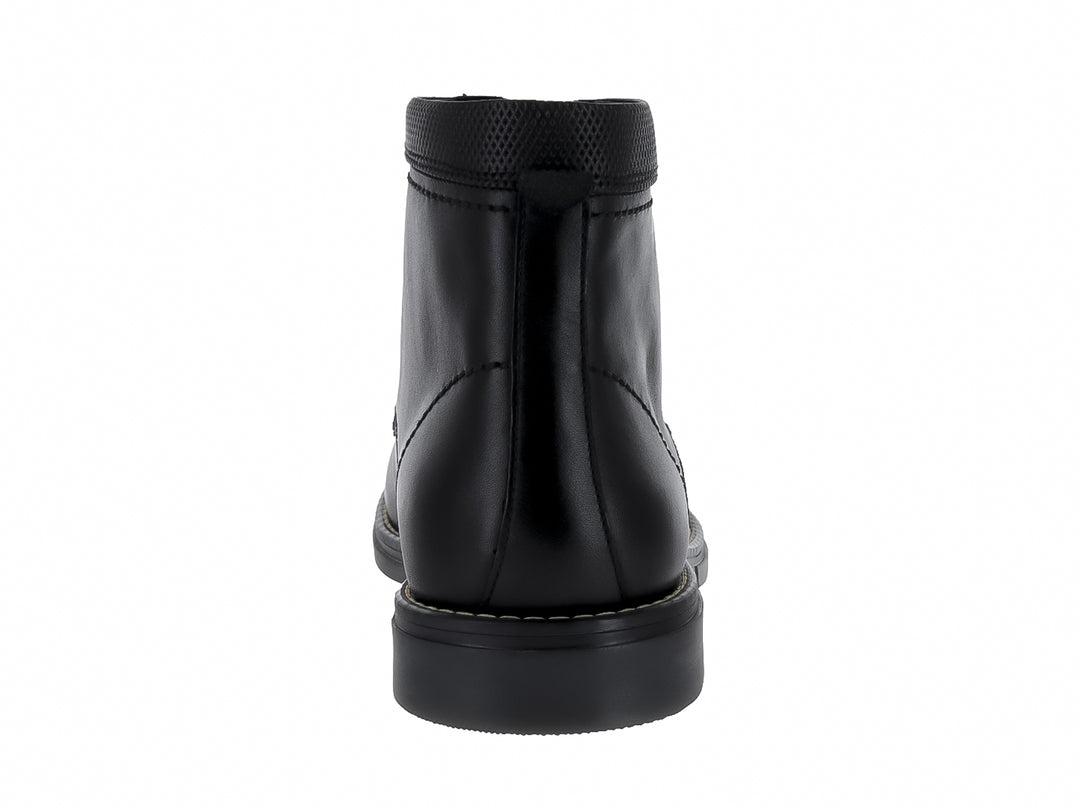Bota de cuero color negro con agujetas y suela negra para Hombre.