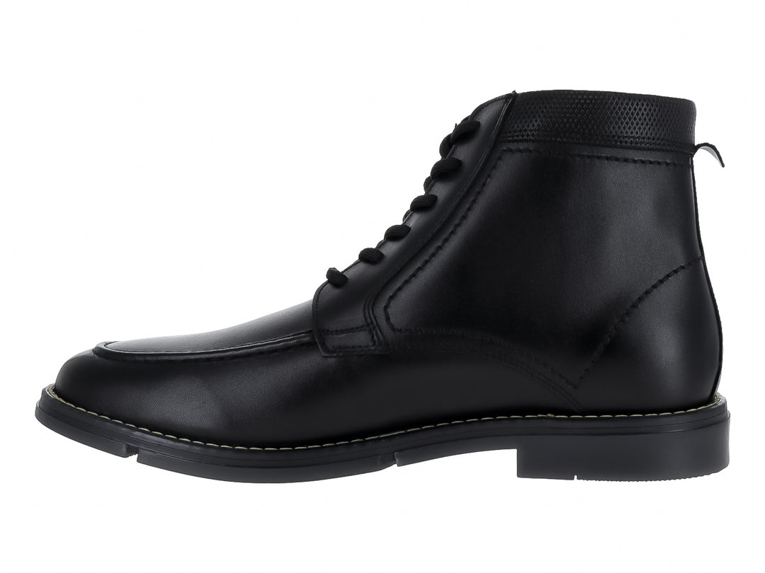Bota de cuero color negro con agujetas y suela negra para Hombre.