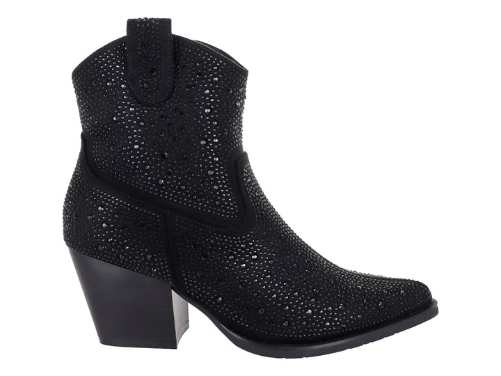 Botines Roze Negros con Pedrería para Mujer