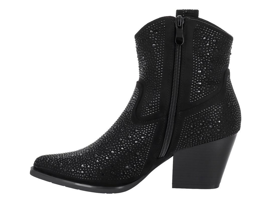 Botines Roze Negros con Pedrería para Mujer