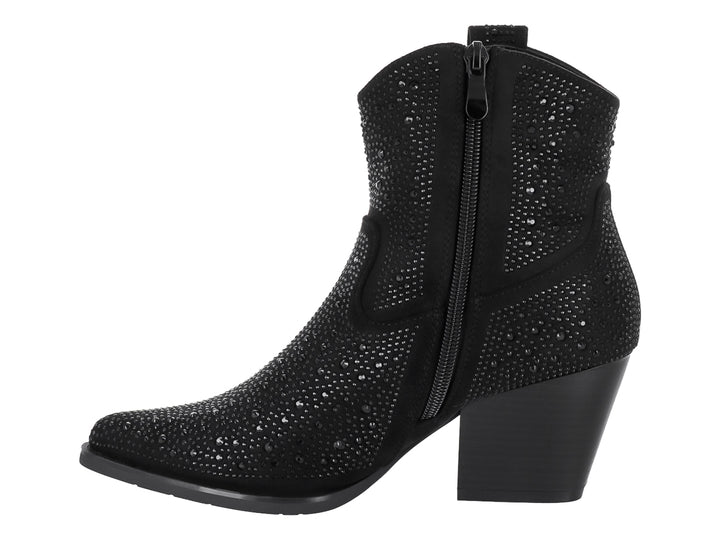 Botines Roze Negros con Pedrería para Mujer