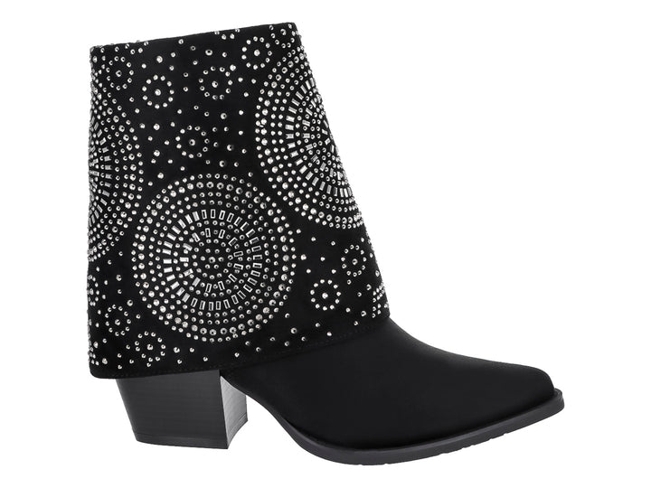 Botines Roze Negros con Pedrería para Mujer