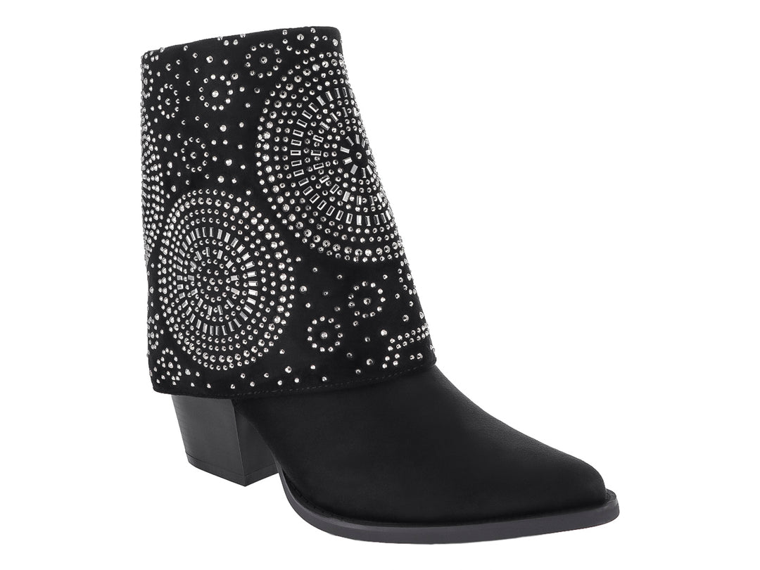 Botines Roze Negros con Pedrería para Mujer