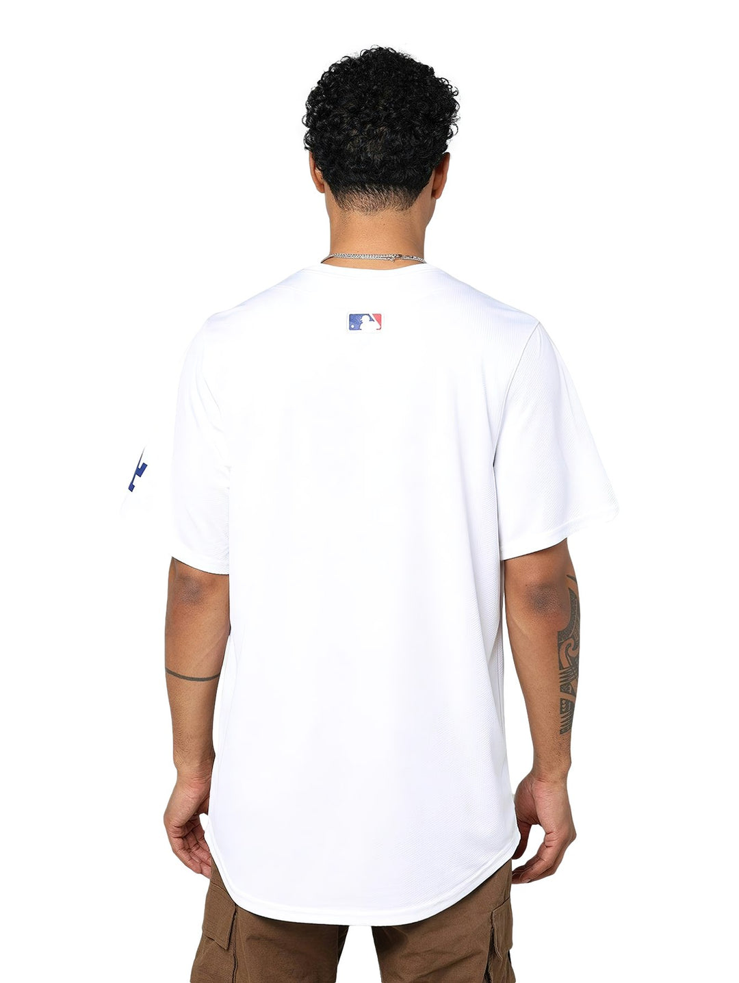 Jersey blanco de béisbol de los Dodgers de Los Ángeles marca Nike.