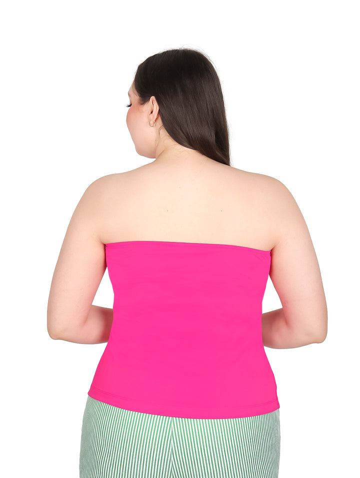 Blusa Strapless London Fashion Color Fiusha para Mujer