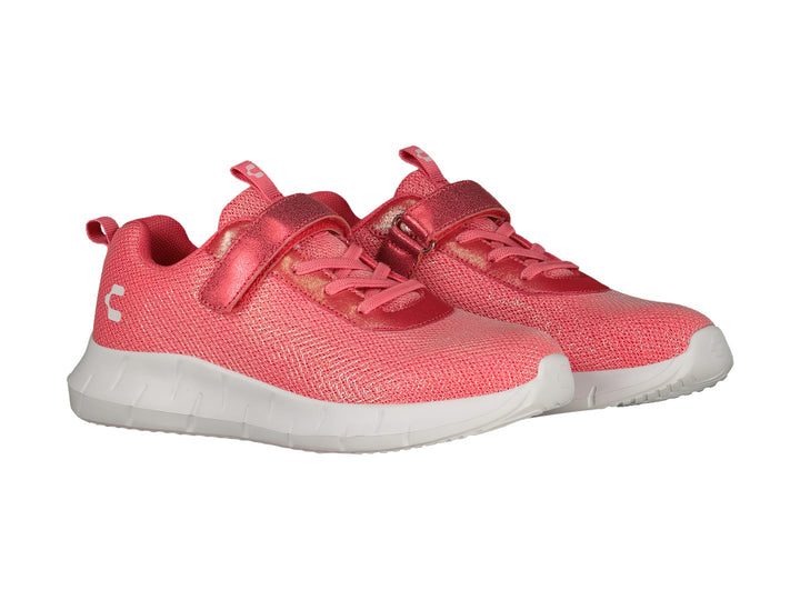 Tenis deportivos Charly color fiusha con suela blanca y cierre de correa velcro para niños.