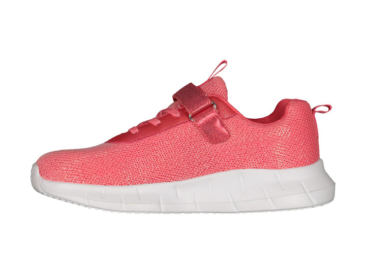 Tenis deportivos Charly color fiusha con suela blanca y cierre de correa velcro para niños.