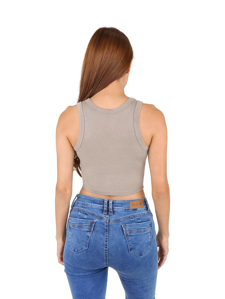Top Deportivo Café con Piedras Frikha para Mujer