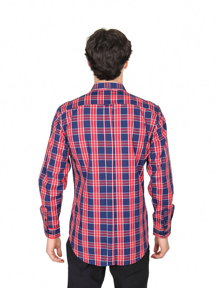 Camisa Furor de Manga Larga a Cuadros Rojo y Azul para Hombre