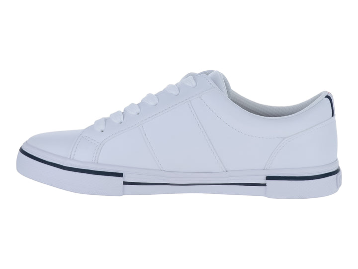 Tenis casuales Tommy Hilfiger color blanco con detalles y logotipo en azul marino.