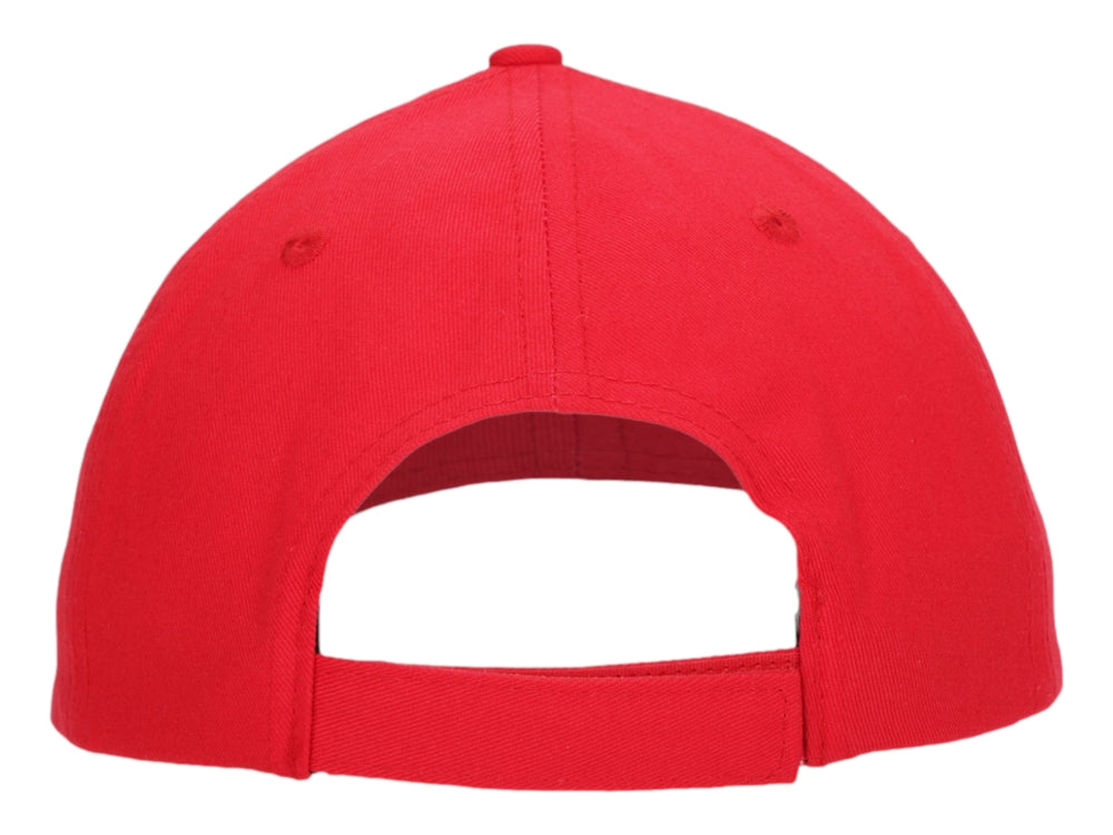 Gorra deportiva Reebok de color rojo con logotipo blanco frontal y detalles azules y negros en la visera.