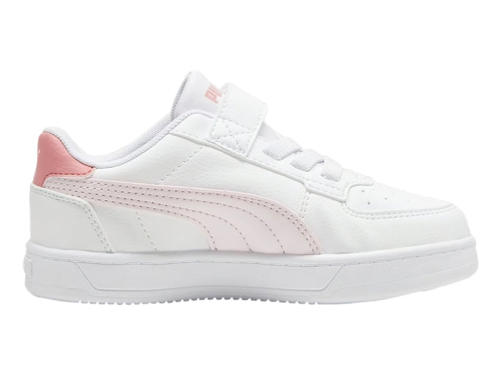 Tenis PUMA blancos con detalles en rosa y cierre de velcro para Niña.