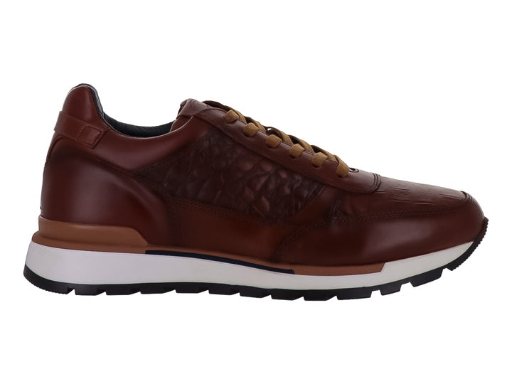 Zapato casual de cuero color tan con suela blanca y negra para Hombre.