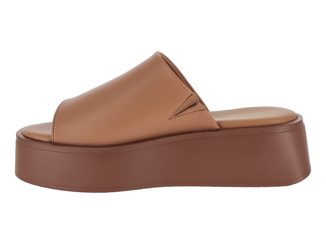 Sandalias de plataforma color tan con banda ancha y logo de Levi&