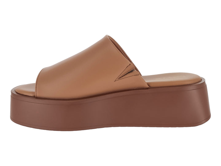 Sandalias de plataforma color tan con banda ancha y logo de Levi&