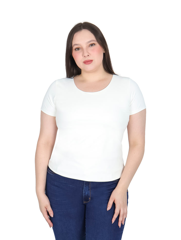 Blusa London Fashion Blanca de Manga Corta para Mujer