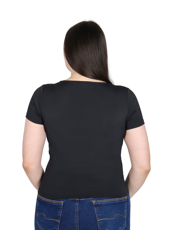 Blusa London Fashion Manga Corta Negro para Mujer