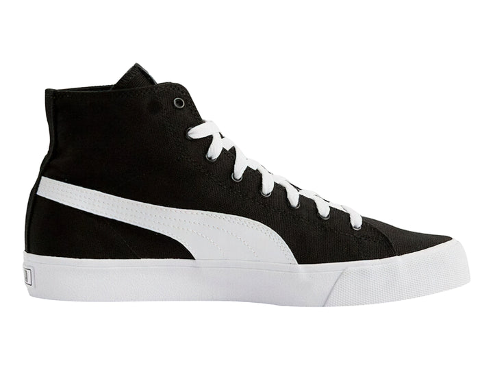 Tenis PUMA Bari Mid de caña alta en color negro con suela y franja lateral blanca.