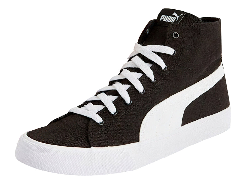 Tenis PUMA Bari Mid de caña alta en color negro con suela y franja lateral blanca.