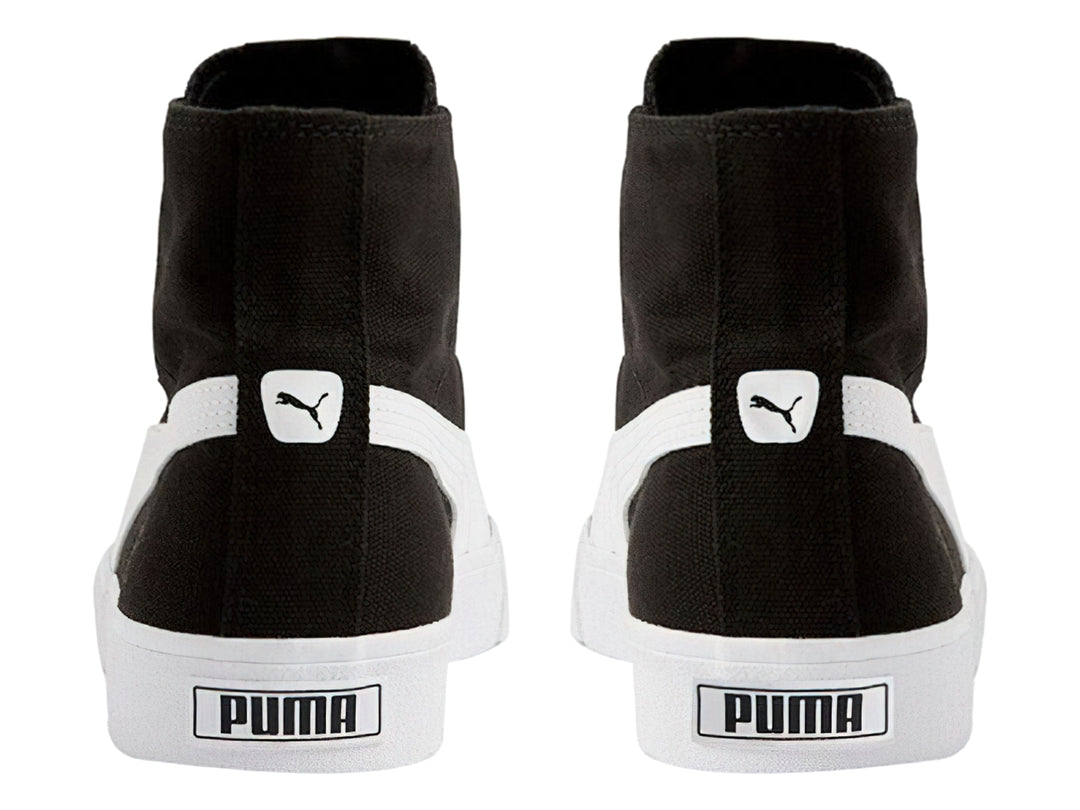 Tenis PUMA Bari Mid de caña alta en color negro con suela y franja lateral blanca.