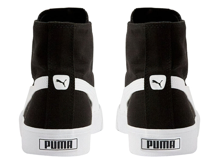 Tenis PUMA Bari Mid de caña alta en color negro con suela y franja lateral blanca.