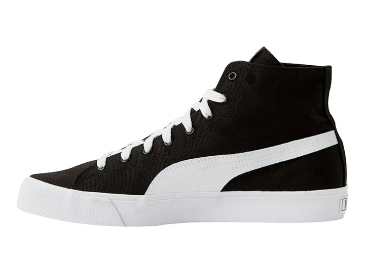 Tenis PUMA Bari Mid de caña alta en color negro con suela y franja lateral blanca.