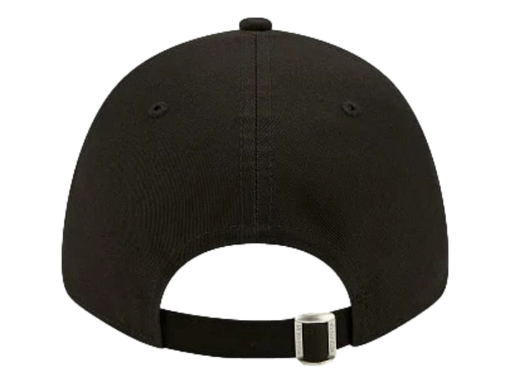 Gorra New Era negra con logotipo de los Dodgers de Los Ángeles bordado en color rosa.