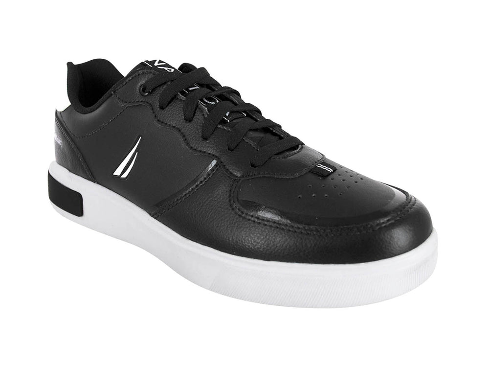 Tenis deportivos Nautica Draper en color negro con suela blanca y detalles minimalistas.