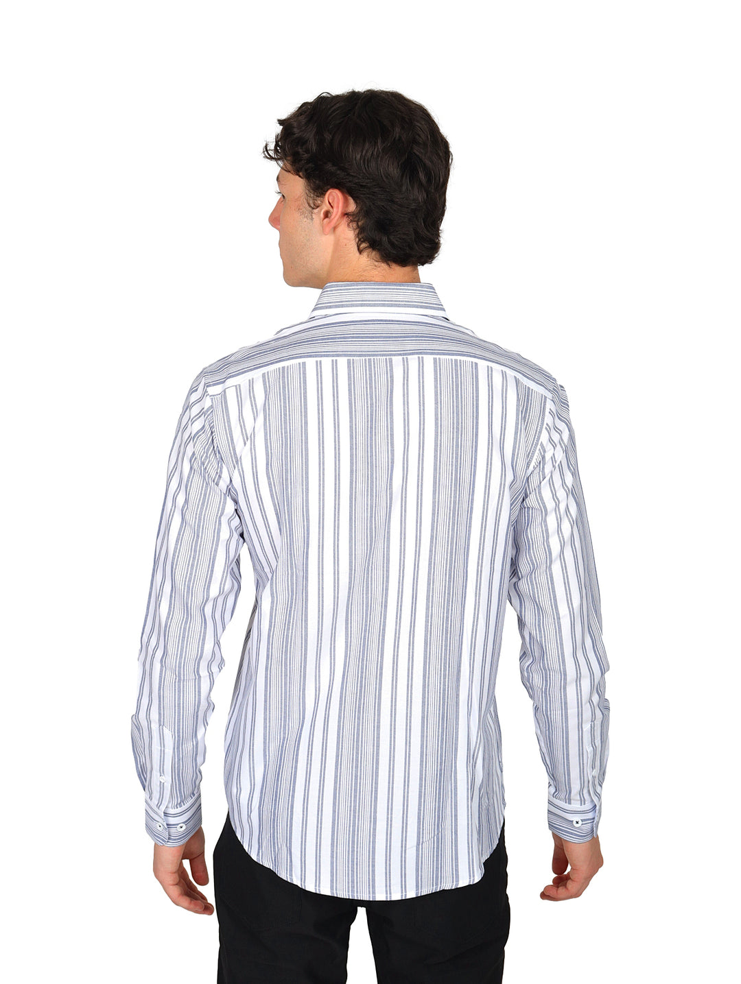 Camisa Alberto Olguin Blanca a Rayas Manga Larga para Hombre
