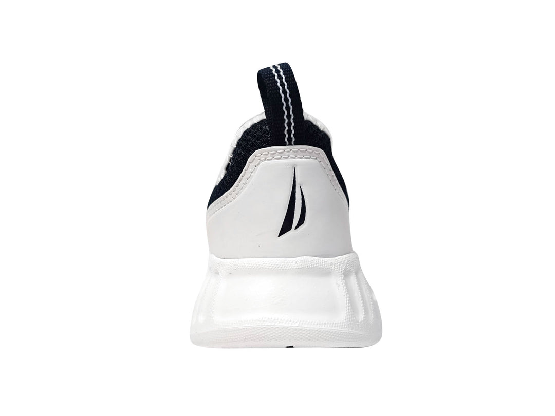 Tenis deportivos Nautica para niño o niña en color blanco con detalles en rosa y negro.