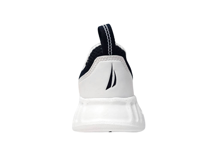Tenis deportivos Nautica para niño o niña en color blanco con detalles en rosa y negro.