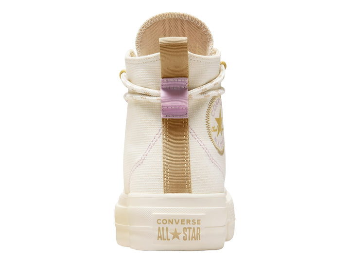 Tenis Converse Chuck Taylor All Star Lift Platform en color blanco hueso con suela de plataforma elevada.