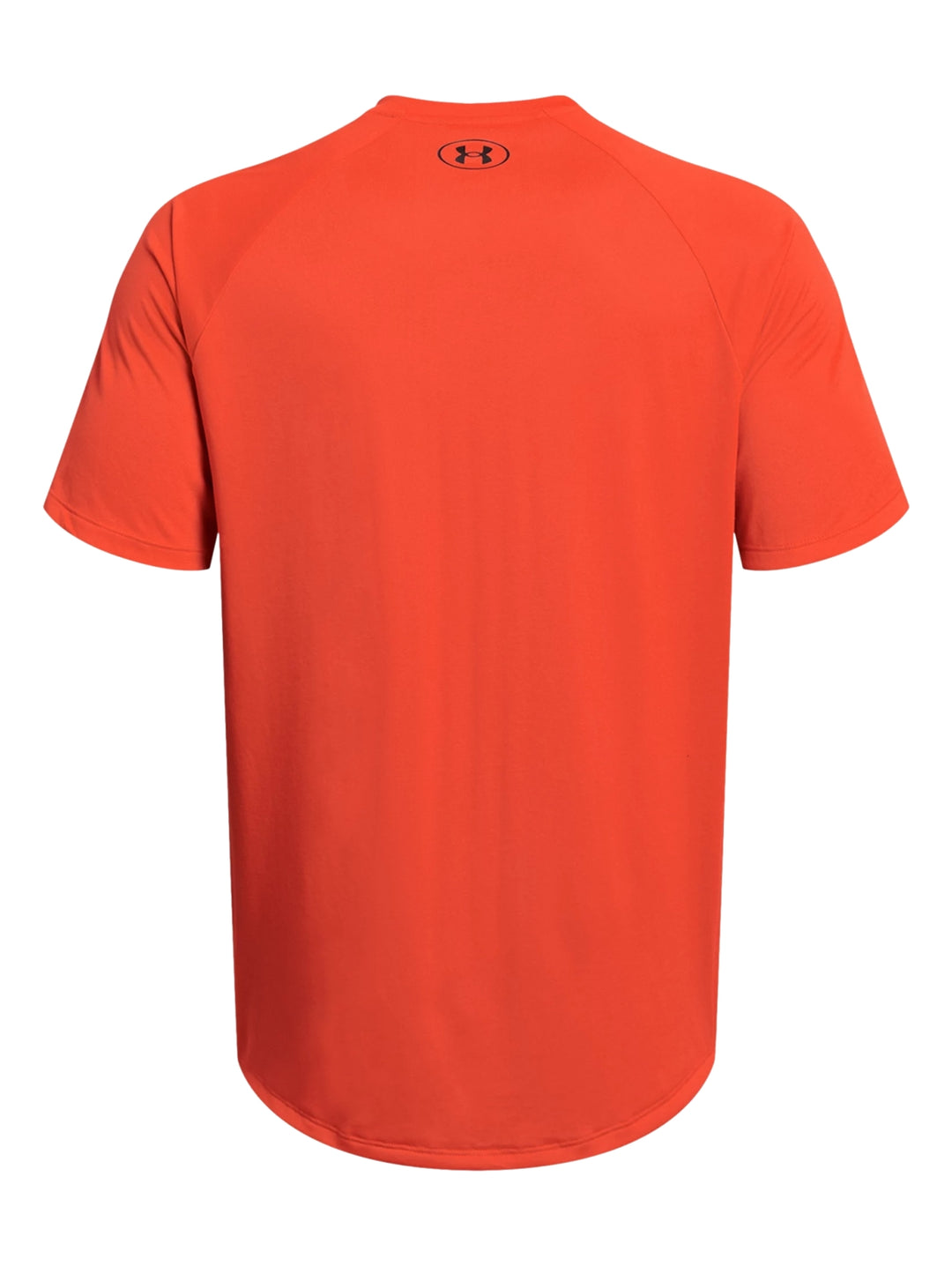 Camiseta deportiva Under Armour con diseño degradado de color naranja a negro, manga corta y cuello redondo.
