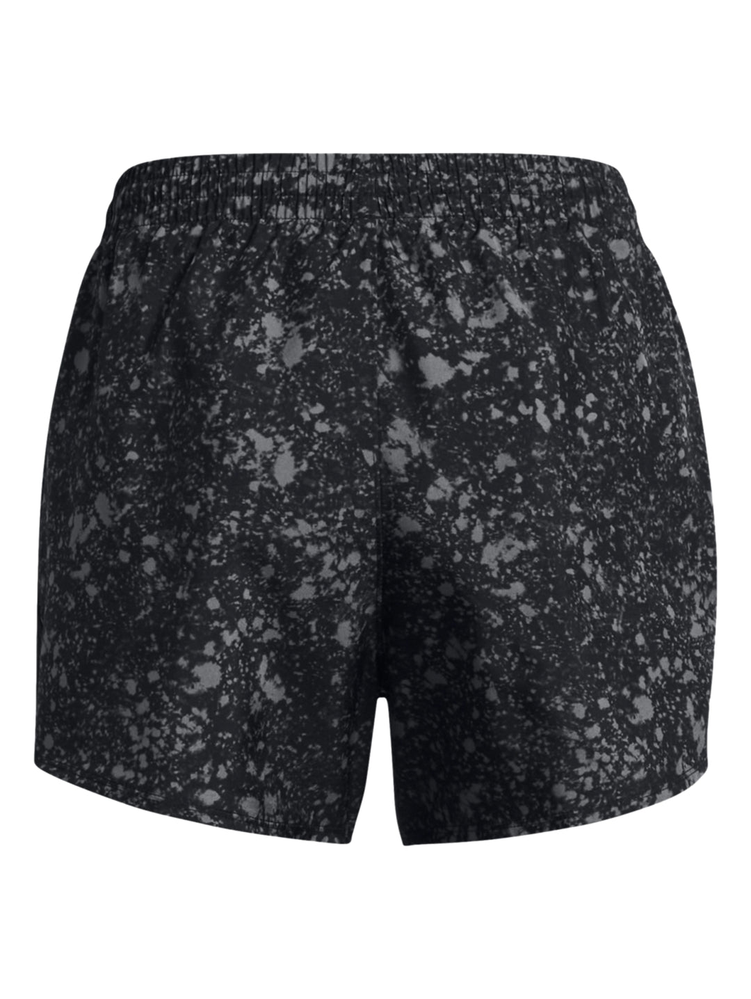 Shorts deportivos Under Armour color negro con estampado reflectante gris para mujer.