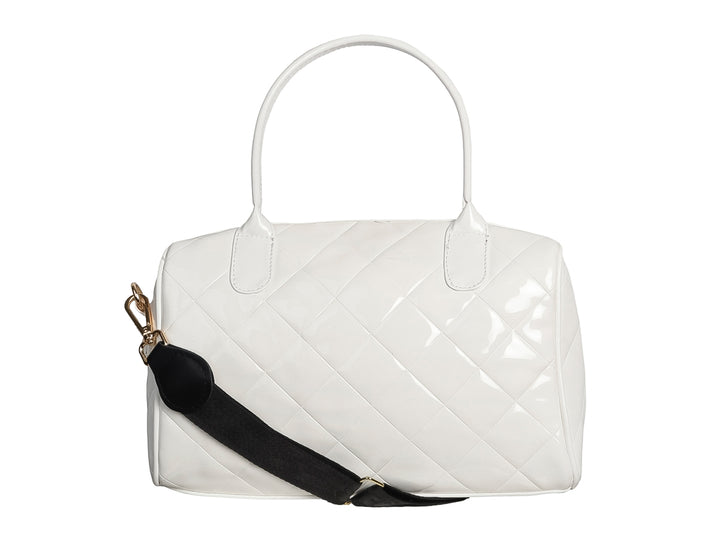 Bolso de hombro Ferretina color blanco con textura acolchada y acabado brillante.