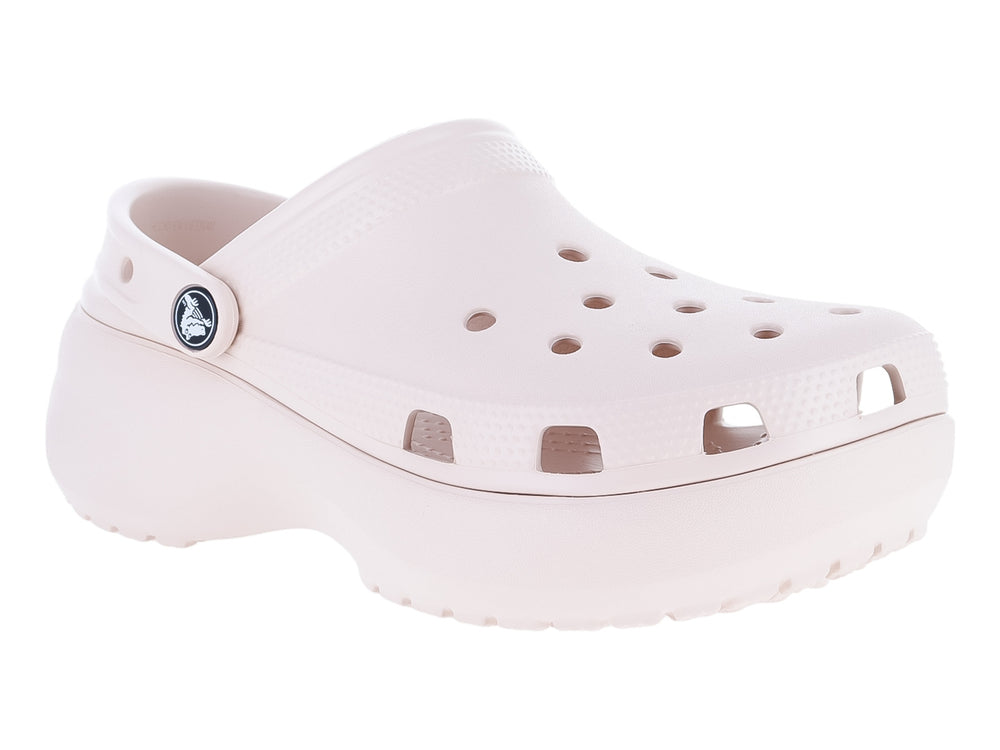 Zuecos Crocs Classic Platform Clog en color Quartz con suela de plataforma elevada y correa trasera.