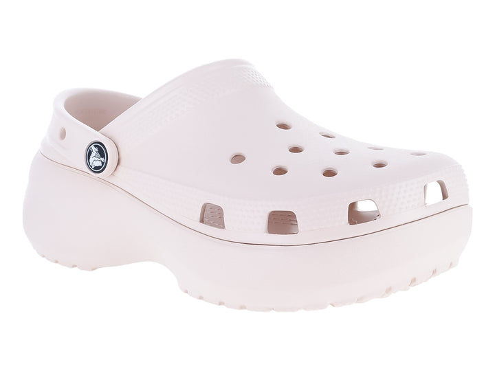 Zuecos Crocs Classic Platform Clog en color Quartz con suela de plataforma elevada y correa trasera.