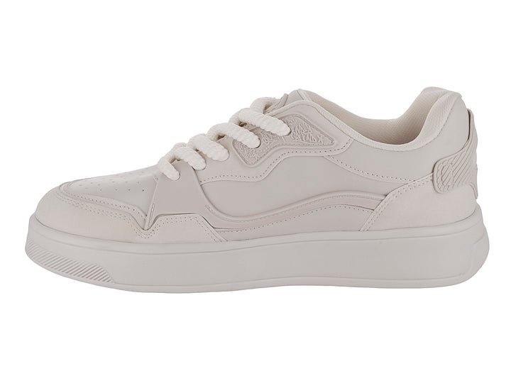 Tenis casuales Clasben color latte con suela ancha y cordones a juego para niño.