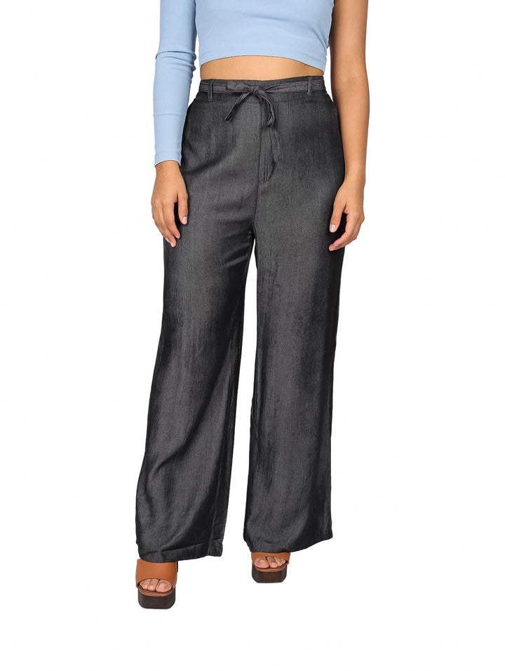 Pantalón Ancho ATOK Negro con Lazo en Cintura