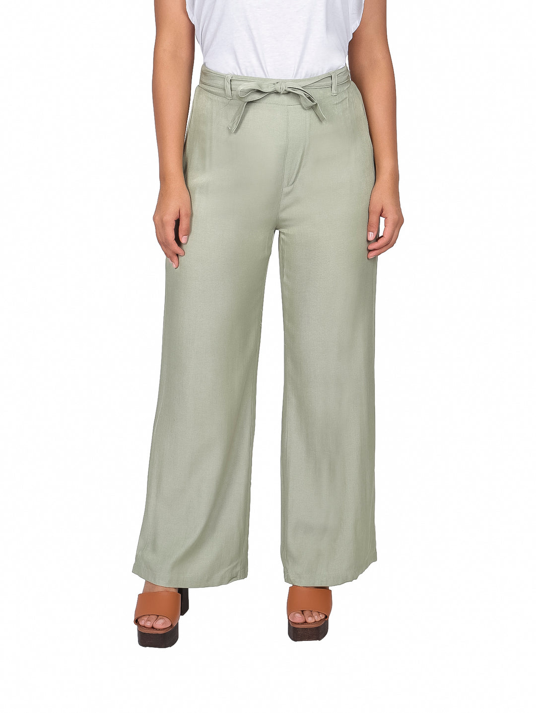Pantalón ATOK Pierna Ancha Color Verde Olivo para Mujer