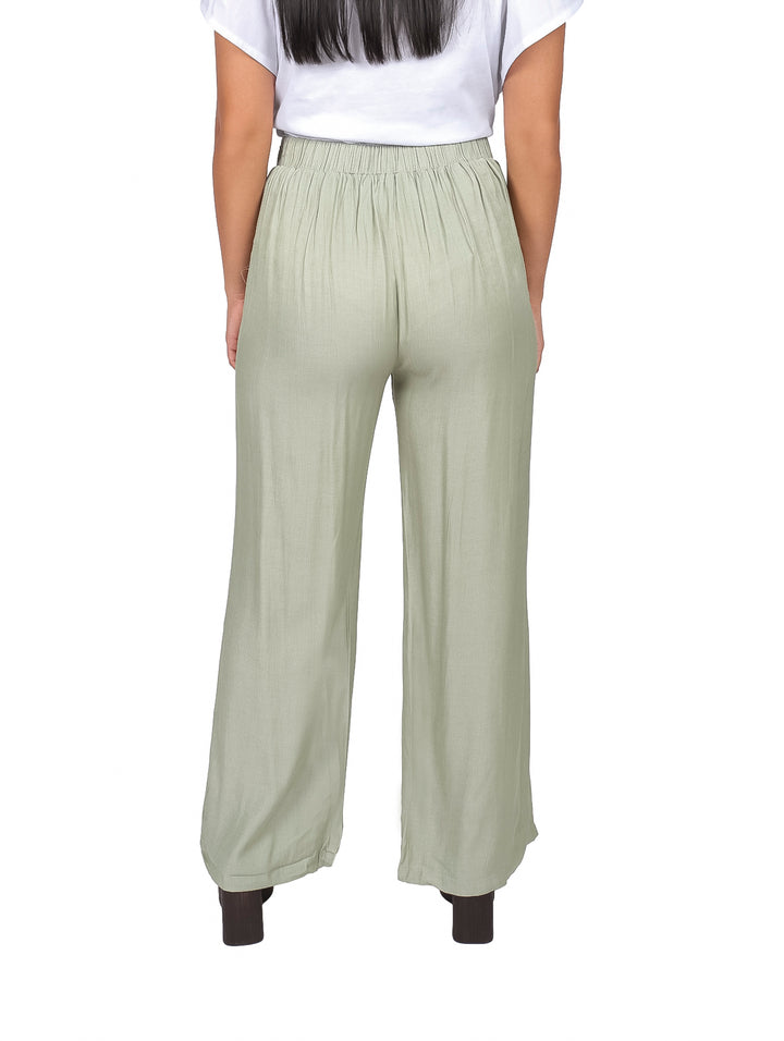 Pantalón ATOK Pierna Ancha Color Verde Olivo para Mujer