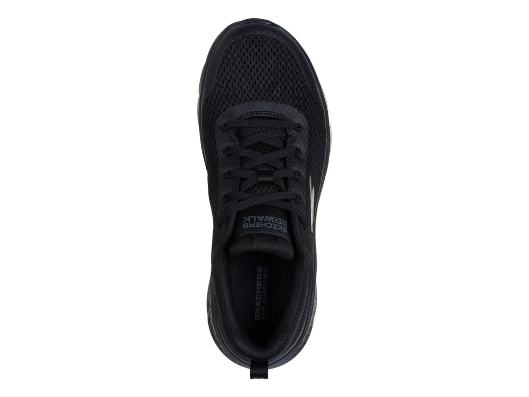 Tenis deportivos SKECHERS GO WALK FLEX en color negro con suela flexible y tejido de malla.