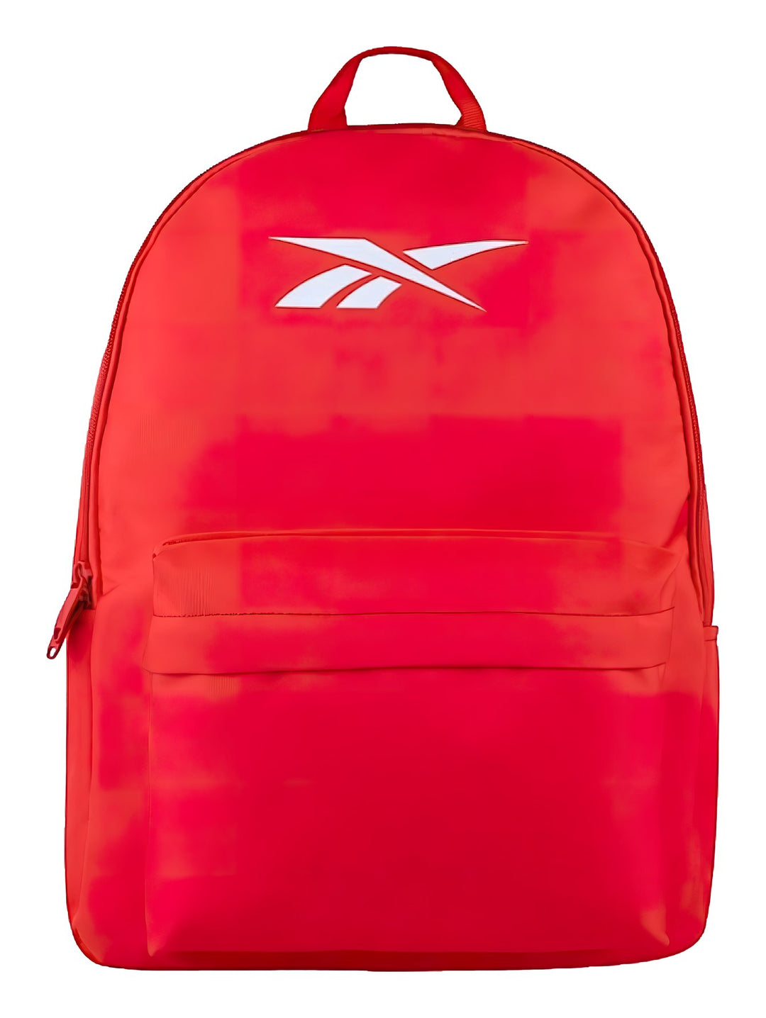 Mochila deportiva Reebok de color rojo con logotipo blanco en el centro y un bolsillo frontal.